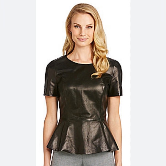 Antonio Melani Leather Blouse w/ Zipper Closure, Size Medium - Picture 6 of 7